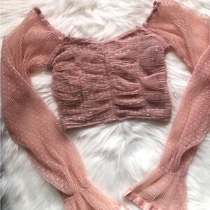 Dusty Pink mesh Ruched Women's crop Top